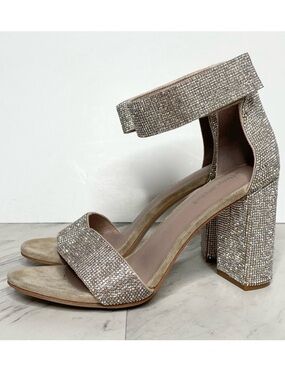 Jeffrey Campbell Lindsay Rhinestone Block Heel Sandal 8